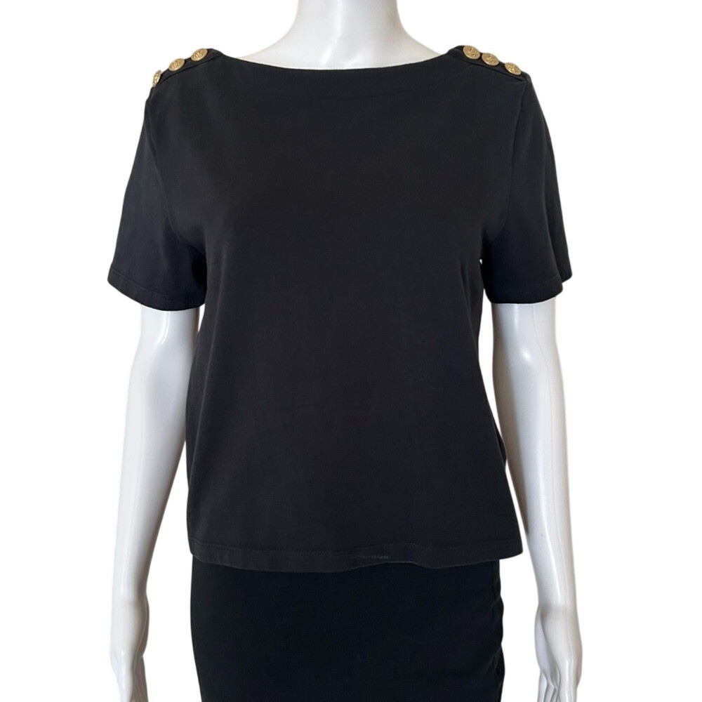 J Crew Mariner Cloth Short Sleeve Gold Buttons Nautical T-Shirt Small